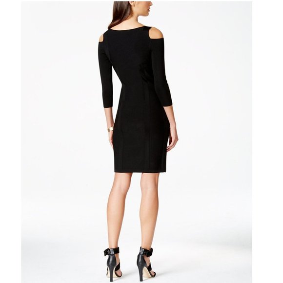 Calvin Klein Black Cold Shoulder Sweater Dress Size 1X - Picture 2 of 3